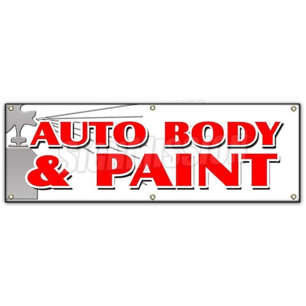 AUTO BODY & PAINT BANNER SIGN collision insurance car repair small jobs